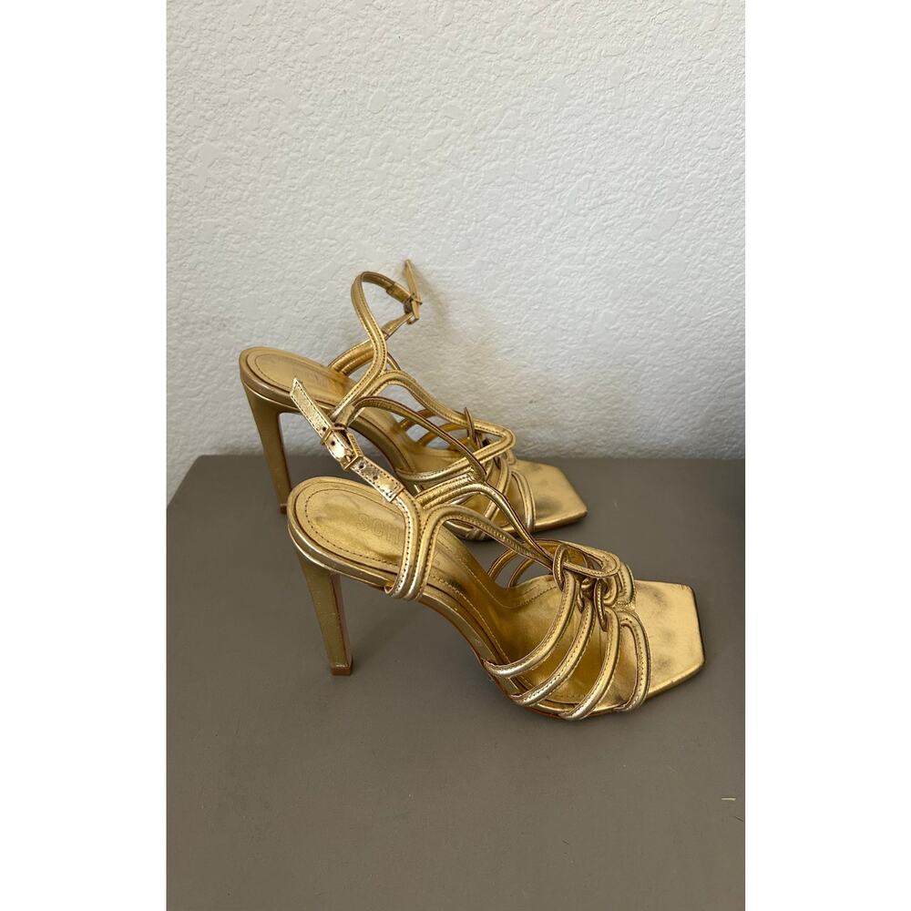 Schutz Octavia Gold Leather Caged Sandals - 6.5 - Picture 4 of 6